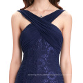 Kate Kasin Halter Deep V-Back Plissé Long Daisy Spandex Navy Blue Evening Prom Robe de fête 8 Taille US 2 ~ 16 KK000118-1